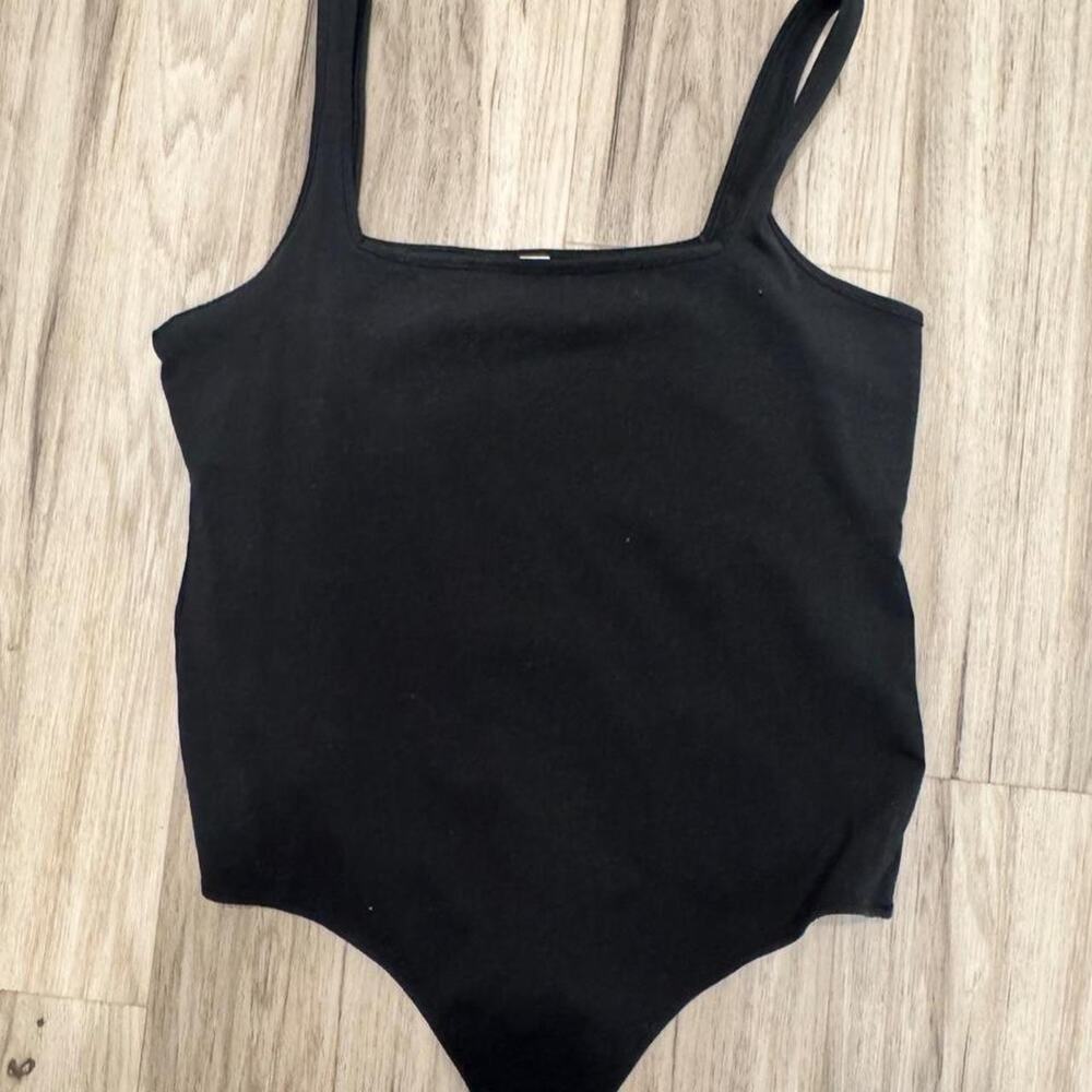 Bp black square neck body suit